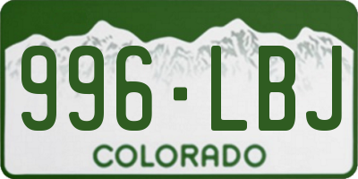 CO license plate 996LBJ