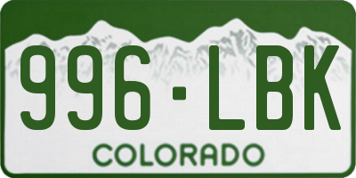 CO license plate 996LBK