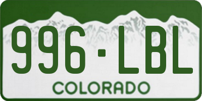 CO license plate 996LBL