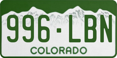 CO license plate 996LBN