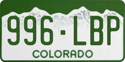 CO license plate 996LBP