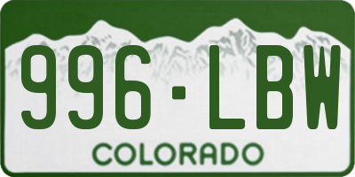 CO license plate 996LBW