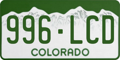 CO license plate 996LCD