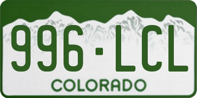 CO license plate 996LCL