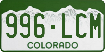 CO license plate 996LCM