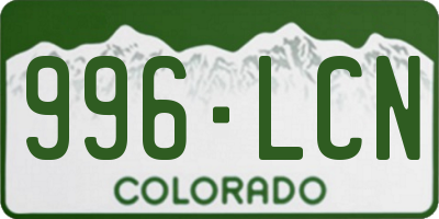 CO license plate 996LCN