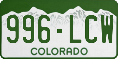 CO license plate 996LCW