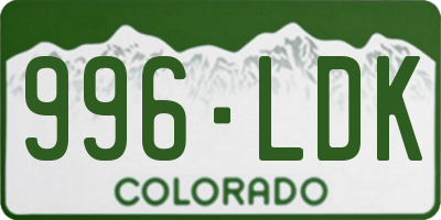 CO license plate 996LDK