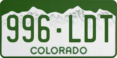 CO license plate 996LDT