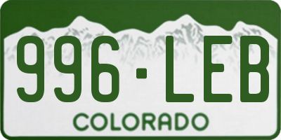 CO license plate 996LEB
