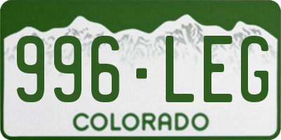 CO license plate 996LEG