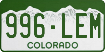 CO license plate 996LEM