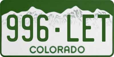 CO license plate 996LET