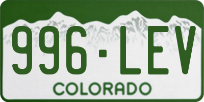 CO license plate 996LEV