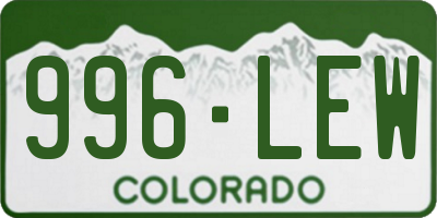 CO license plate 996LEW