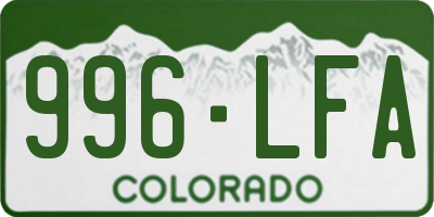 CO license plate 996LFA