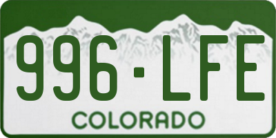CO license plate 996LFE