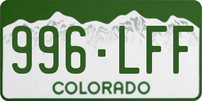 CO license plate 996LFF