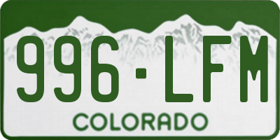 CO license plate 996LFM