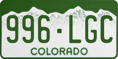 CO license plate 996LGC