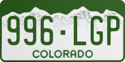 CO license plate 996LGP