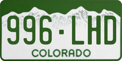 CO license plate 996LHD
