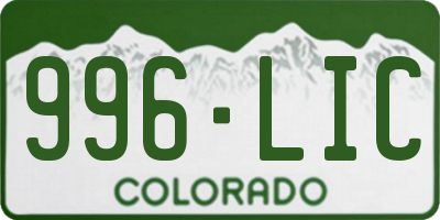 CO license plate 996LIC