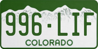 CO license plate 996LIF
