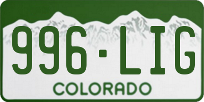 CO license plate 996LIG