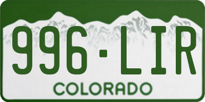 CO license plate 996LIR