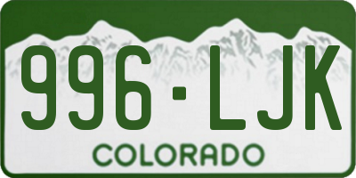 CO license plate 996LJK