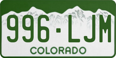 CO license plate 996LJM