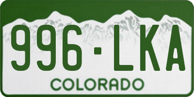 CO license plate 996LKA