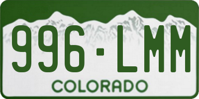 CO license plate 996LMM