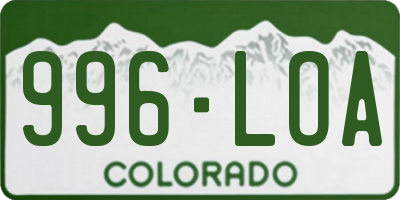 CO license plate 996LOA