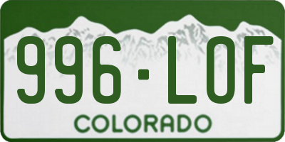 CO license plate 996LOF