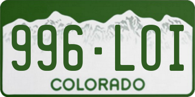 CO license plate 996LOI