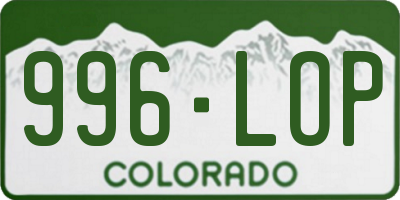 CO license plate 996LOP