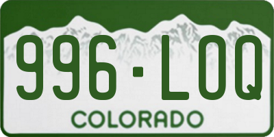 CO license plate 996LOQ