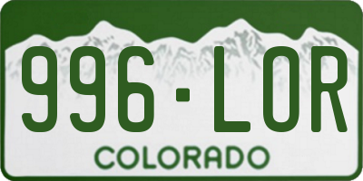CO license plate 996LOR