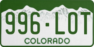 CO license plate 996LOT
