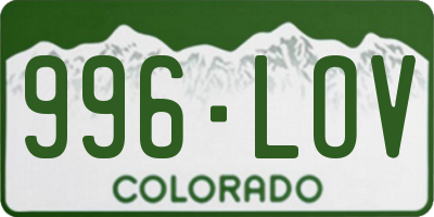 CO license plate 996LOV