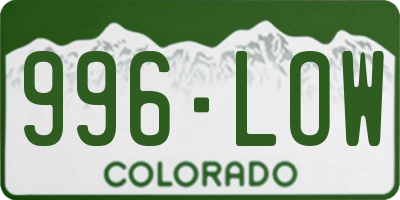 CO license plate 996LOW