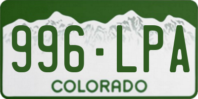 CO license plate 996LPA