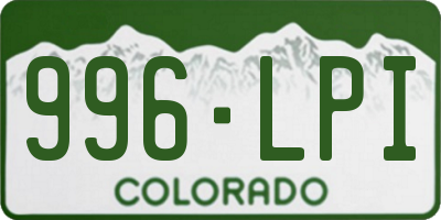 CO license plate 996LPI