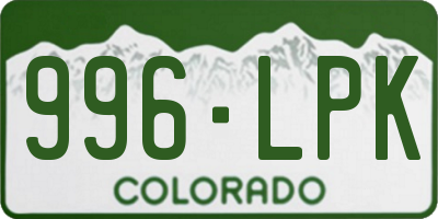 CO license plate 996LPK