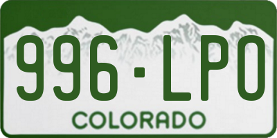CO license plate 996LPO
