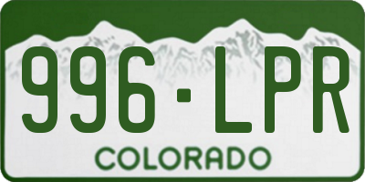 CO license plate 996LPR