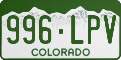 CO license plate 996LPV