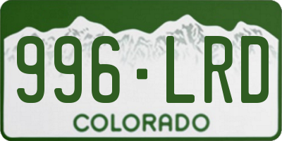 CO license plate 996LRD